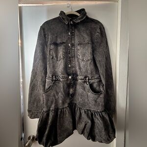 Washed Black Denim Jacket Dress